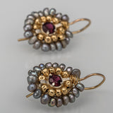 Garnet Pearl Small Mandala Earrings