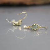 14K Gold Aquamarine Pearl Earrings