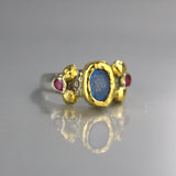Solid Gold and Silver Labradorite Helena Ring