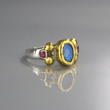 Solid Gold and Silver Labradorite Helena Ring