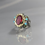 9K Gold Queen Ring in Silver Band - Monte Cristo
