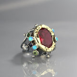 9K Gold Queen Ring in Silver Band - Monte Cristo
