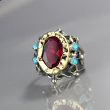 9K Gold Queen Ring in Silver Band - Monte Cristo