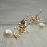 Labradorite Pearl Long Spring Earrings