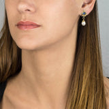 Labradorite Pearl Spring Stud Earrings