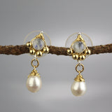 Moonstone Pearl Spring Stud Earrings