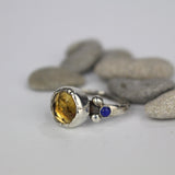Silver Citrine Lapis Ring
