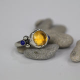 Silver Citrine Lapis Ring