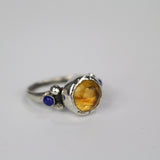 Silver Citrine Lapis Ring