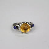 Silver Citrine Lapis Ring
