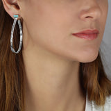 Extra Large Silver Amazonite Hoops