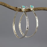 Extra Large Silver Amazonite Hoops