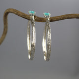 Extra Large Silver Amazonite Hoops