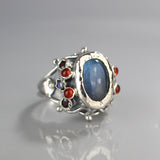 Labradorite Carnelian Silver Queen Ring