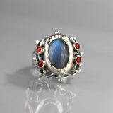 Labradorite Carnelian Silver Queen Ring
