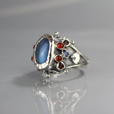 Labradorite Carnelian Silver Queen Ring