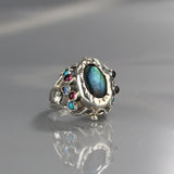 Sterling Silver Labradorite Queen Ring