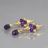 Amethyst Third Eye Earrings in Gold Filled