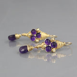 Amethyst Third Eye Earrings in Gold Filled