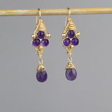 Amethyst Third Eye Earrings in Gold Filled