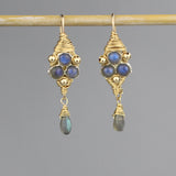 Labradorite Third Eye Earrings in Gold Filled