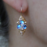 Moonstone Third Eye Earrings in Gold Filled