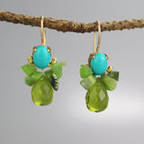 Turquoise Green Glass Bee Earrings