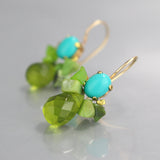 Turquoise Green Glass Bee Earrings