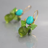 Turquoise Green Glass Bee Earrings