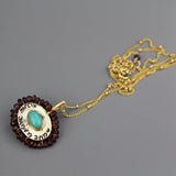 Garnet Engraved Happiness Necklace