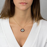 Garnet Engraved Happiness Necklace