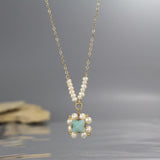Amazonite Pearl Victoria Necklace