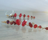 Garnet Gemstone Long Vine Earrings