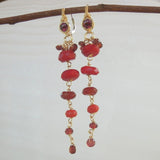 Garnet Gemstone Long Vine Earrings