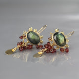 Labradorite Garnet Waterfall Earrings
