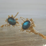 Labradorite Pearl Waterfall Earrings