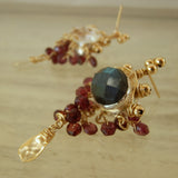 Labradorite Garnet Waterfall Earrings