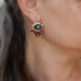 Labradorite Garnet Waterfall Earrings