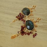 Labradorite Garnet Waterfall Earrings