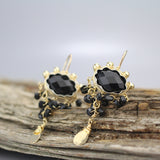 Black Onyx Gemstone Waterfall Earrings