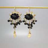 Black Onyx Gemstone Waterfall Earrings