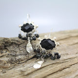 Silver Onyx Gemstone Waterfall Earrings