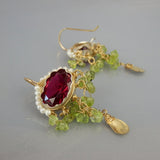 Waterfall Earrings with Pink Zircon and Pearl