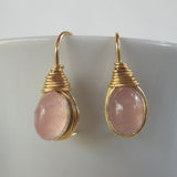 Rose Quartz Wire Wrapped Earrings