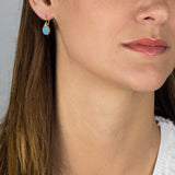 Wire Wrapped Blue Oval Opal Earrings