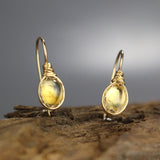 Wire Wrapped Yellow Citrine Earrings