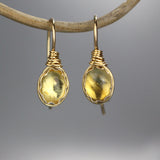 Wire Wrapped Yellow Citrine Earrings