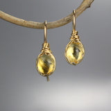 Wire Wrapped Yellow Citrine Earrings