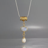 Twisted Moonstone Necklace in Sterling Silver
