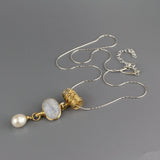 Twisted Moonstone Necklace in Sterling Silver